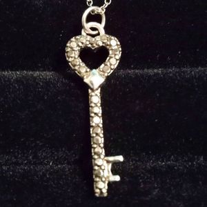 925 Italy FAS Heart Key Pendant & 18" 925 Necklace